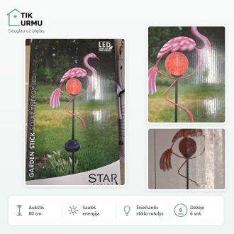 Saulės energijos sodo šviestuvas Flamingas STAR TRADING 6vnt. (7€/1vnt.)